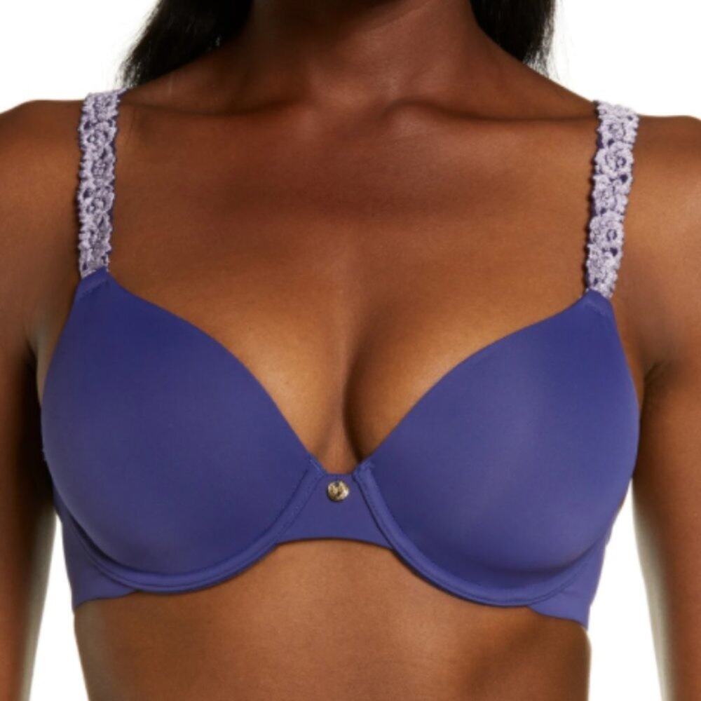 Natori Rose Dream Custom Coverage Underwire Bra Purple Iris 32DD NWT